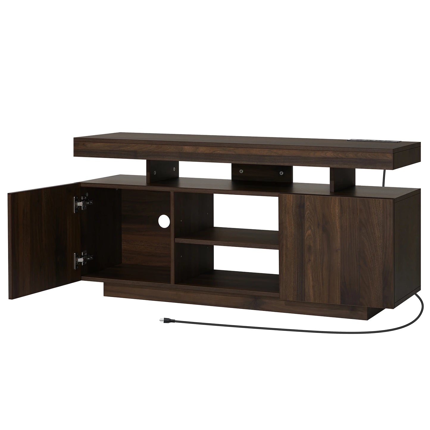 LED TV Stand Entertainment Center With Storage And Outlets