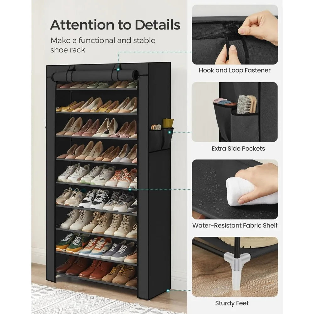 Dustproof Cover Shoe Rack Free Standing Organizer Holds 40-50 Pairs