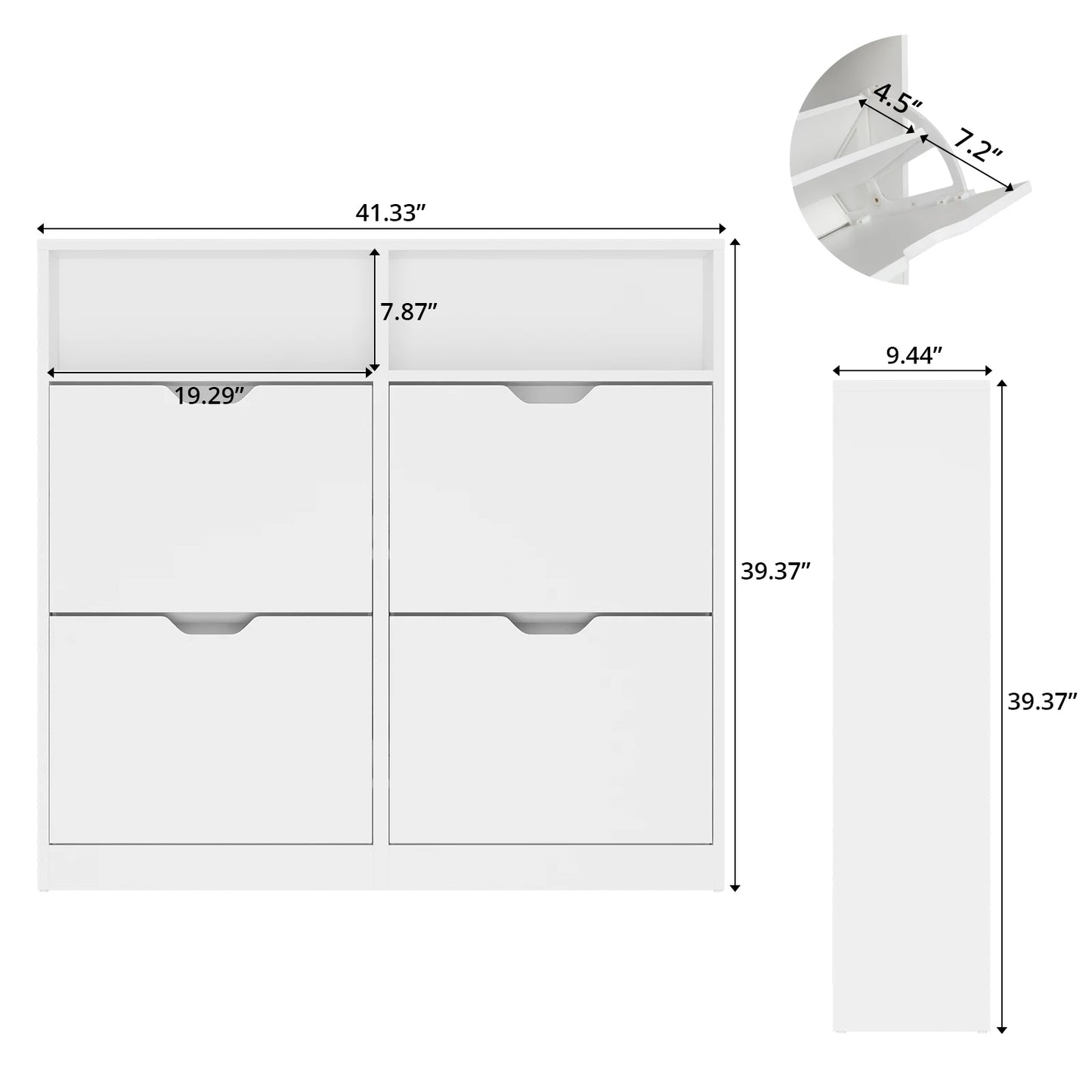 VOWNER Shoe Storage Cabinet With 4 Flip Drawers Freestanding