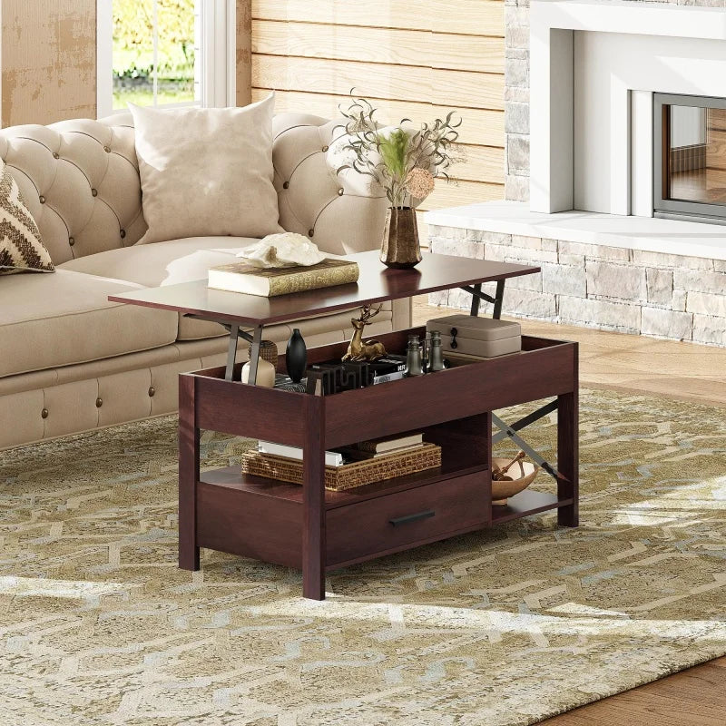 GALAXHER Lift Top Coffee Table With Hidden Compartment Storage