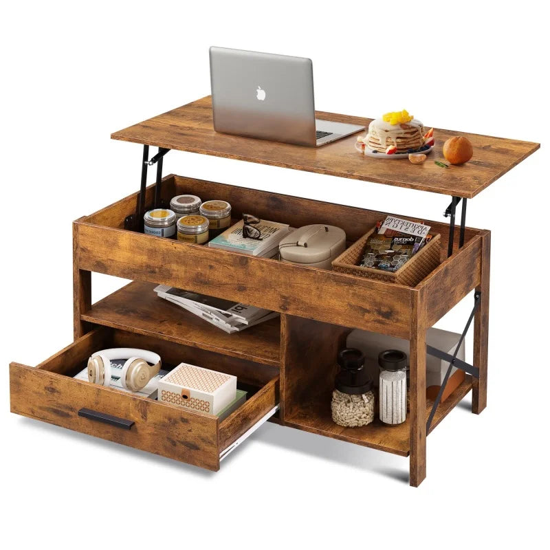 GALAXHER Lift Top Coffee Table With Hidden Compartment Storage