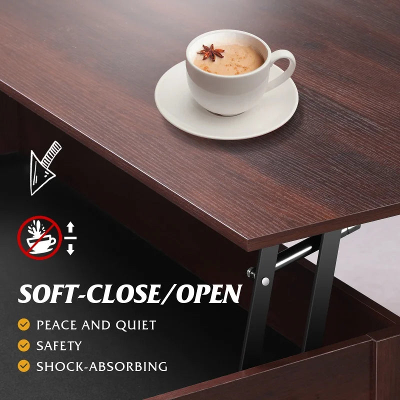 GALAXHER Lift Top Coffee Table With Hidden Compartment Storage