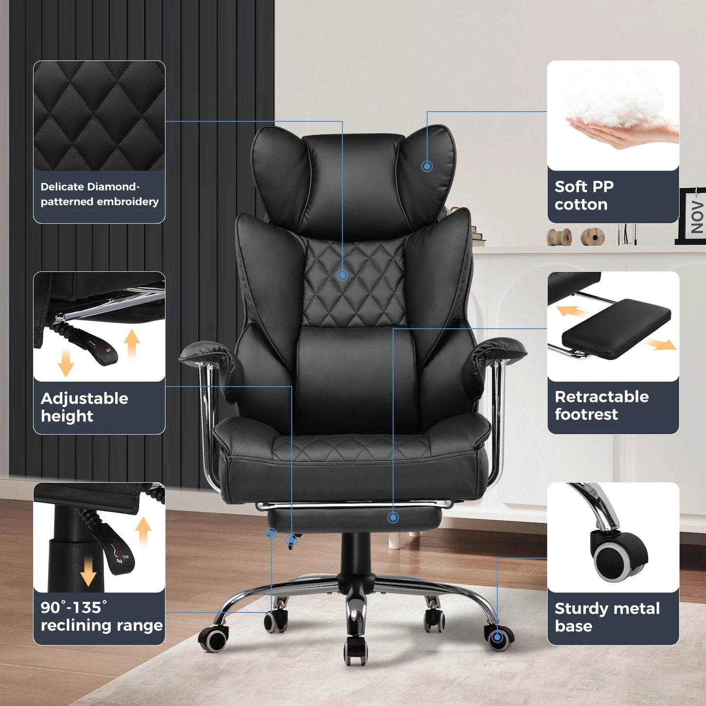 COMHOMA Big and Tall Gaming Chair with Lumbar Support