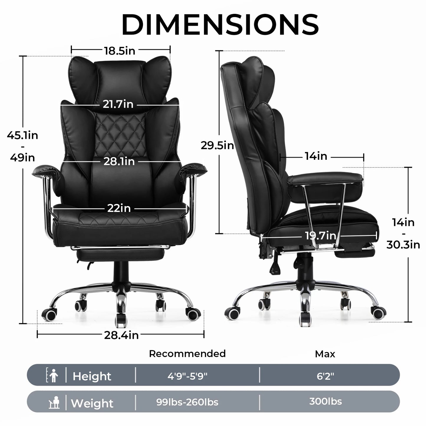 COMHOMA Big and Tall Gaming Chair with Lumbar Support