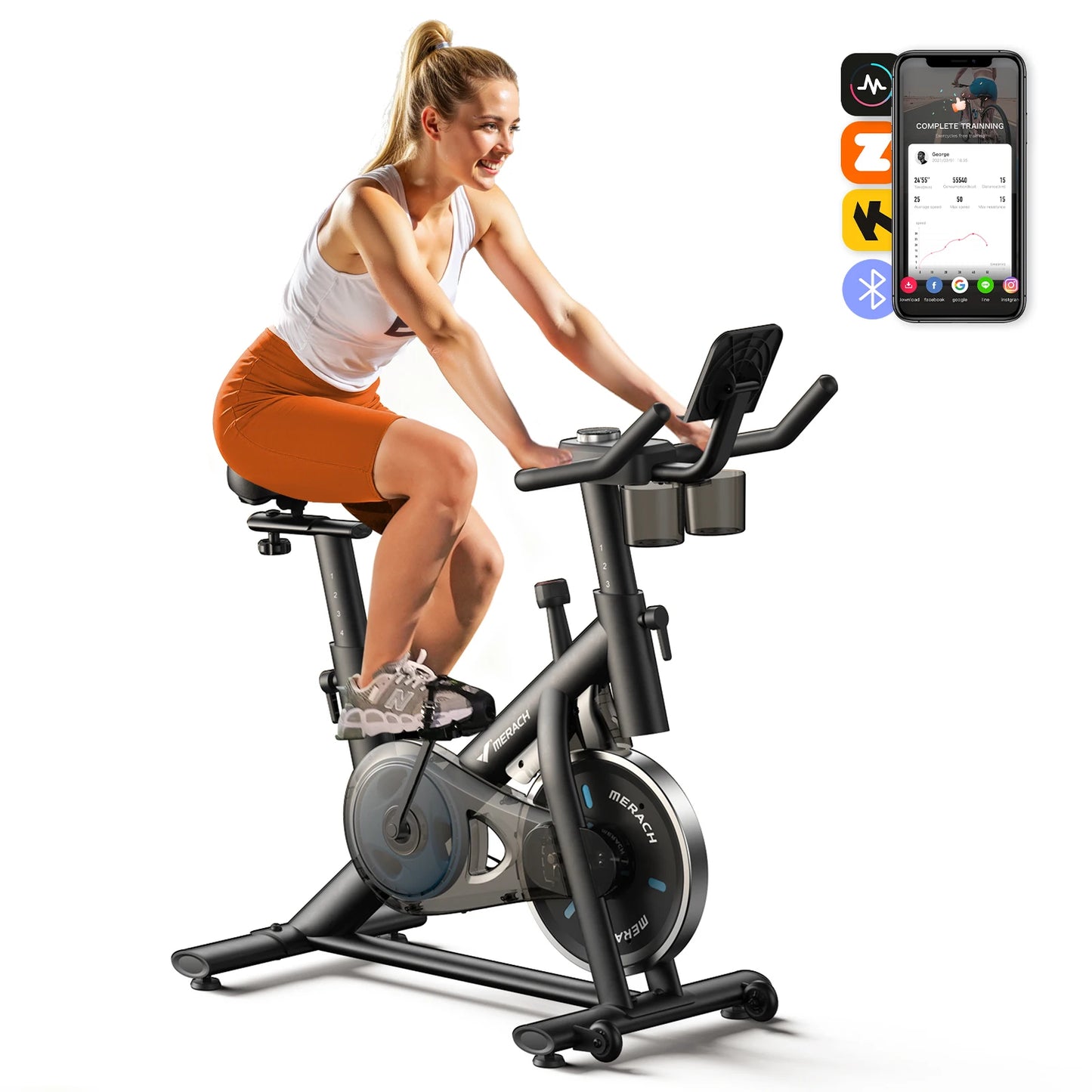 MERACH S26B1 Indoor Exercise Bike With Tablet Mount Low Noise