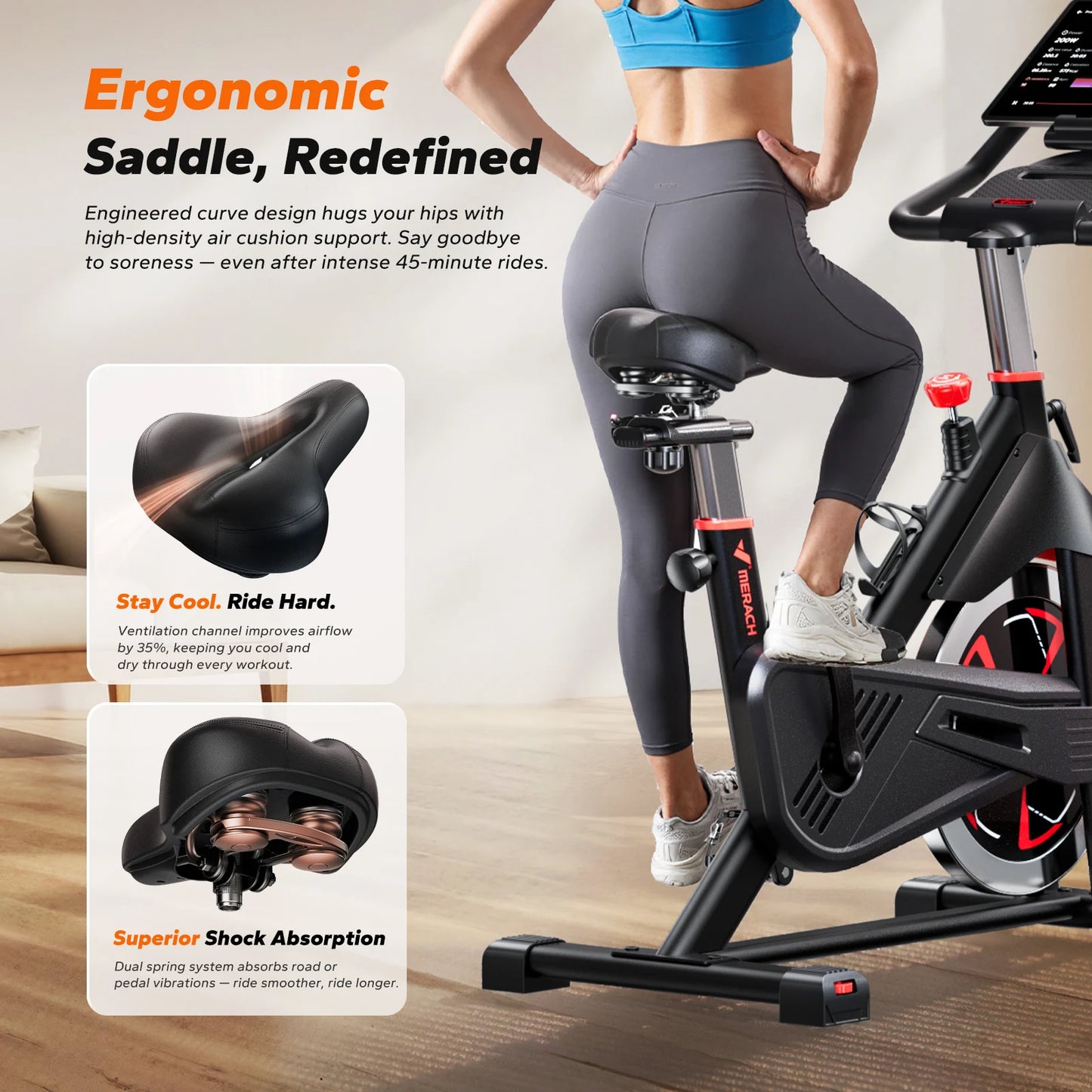 Merach S38 Indoor Cycling Bike Bluetooth App Connectivity