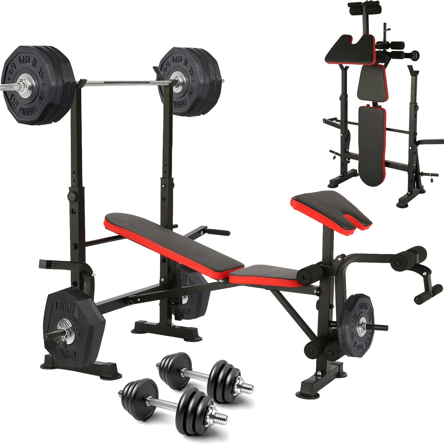 Six In One Adjustable Weight Bench Set With Squat Rack And Barbell Rack