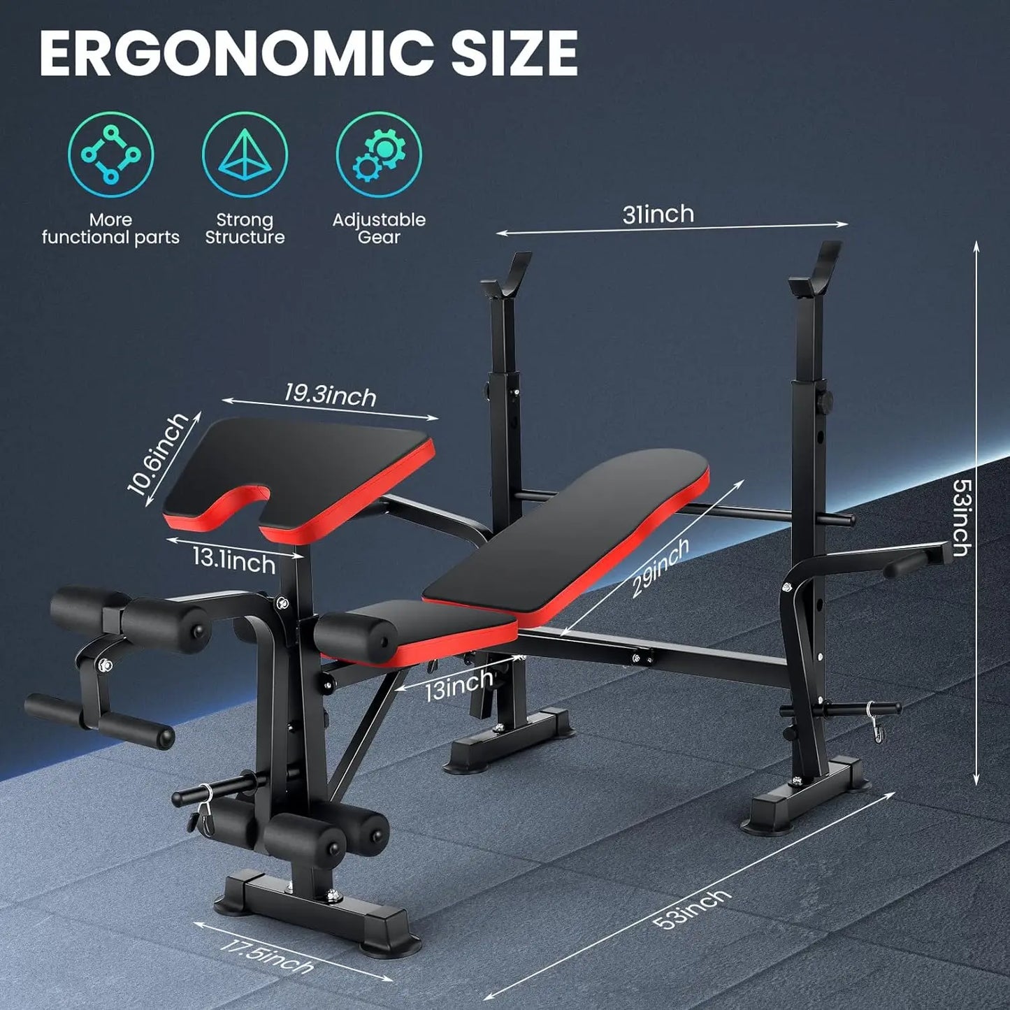 Six In One Adjustable Weight Bench Set With Squat Rack And Barbell Rack