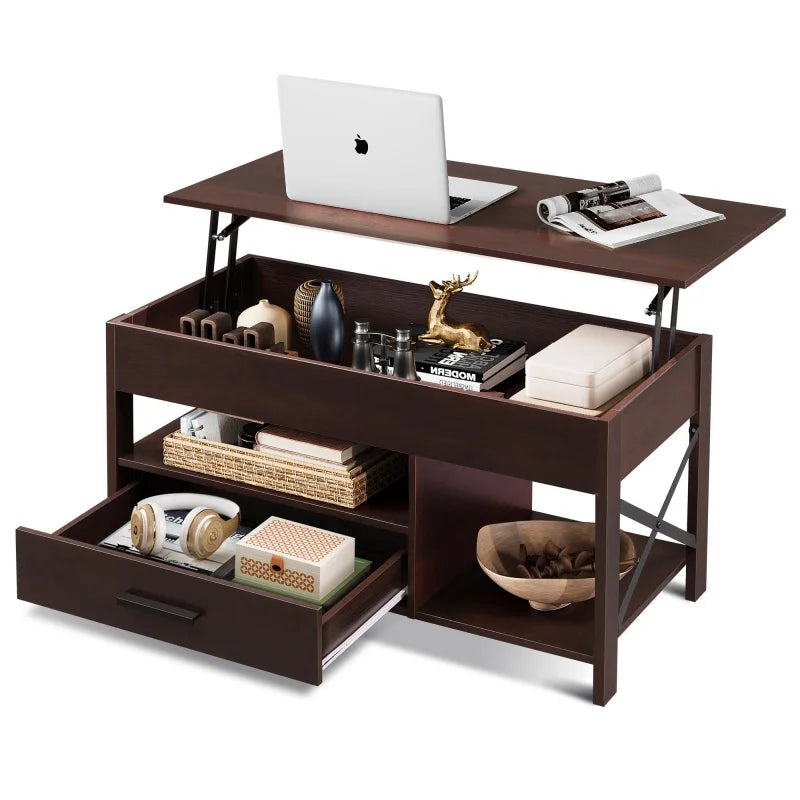 GALAXHER Lift Top Coffee Table With Hidden Compartment Storage