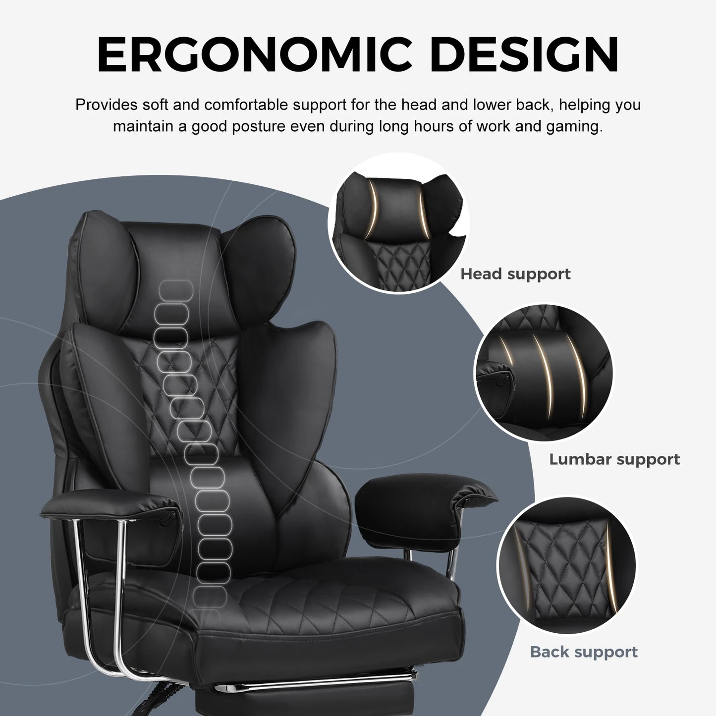 COMHOMA Big and Tall Gaming Chair with Lumbar Support