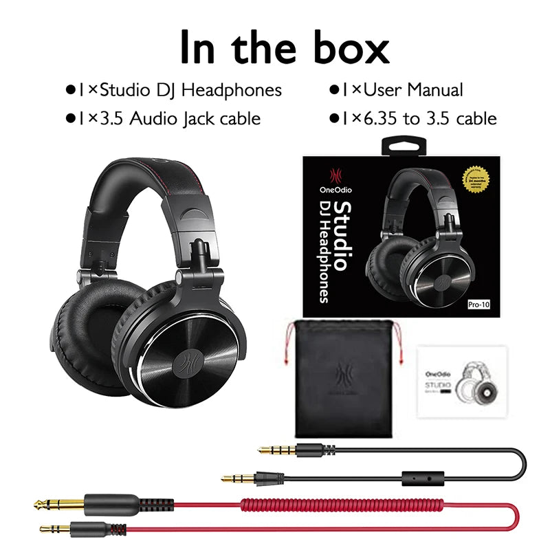 Oneodio Over Ear DJ Headphones HiFi Studio Monitoring Wired Headset With Mic