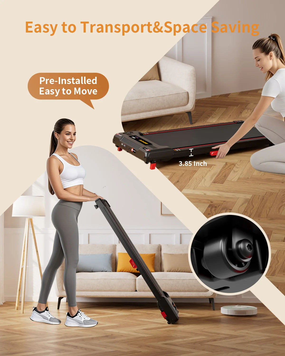 NONEDriving Under Desk Treadmill With Incline Walking Pad 2.5HP