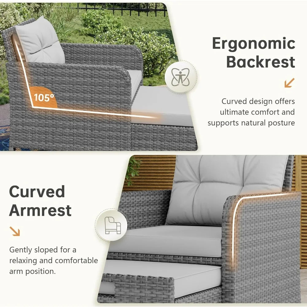 Balcony Furniture Five Piece Patio Conversation Set PE Wicker Outdoor