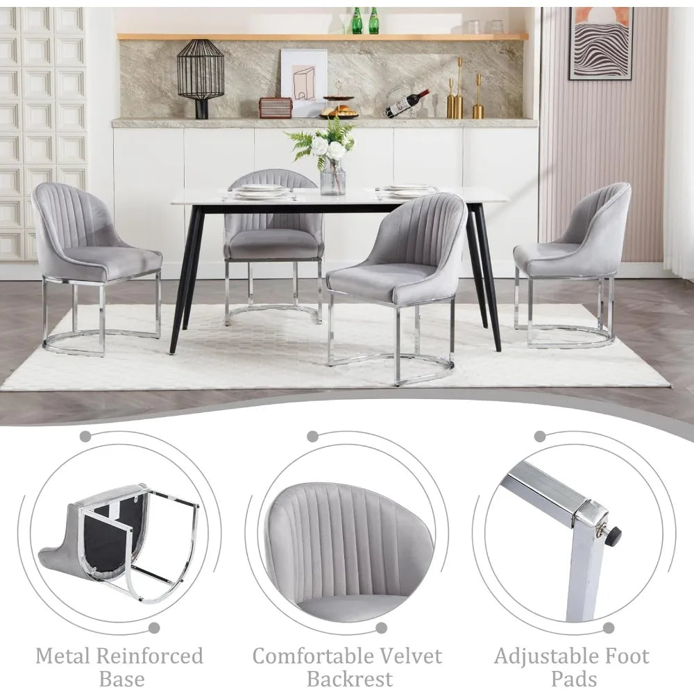 Modern Upholstered Dining Chairs Set Of 4 With Metal Legs