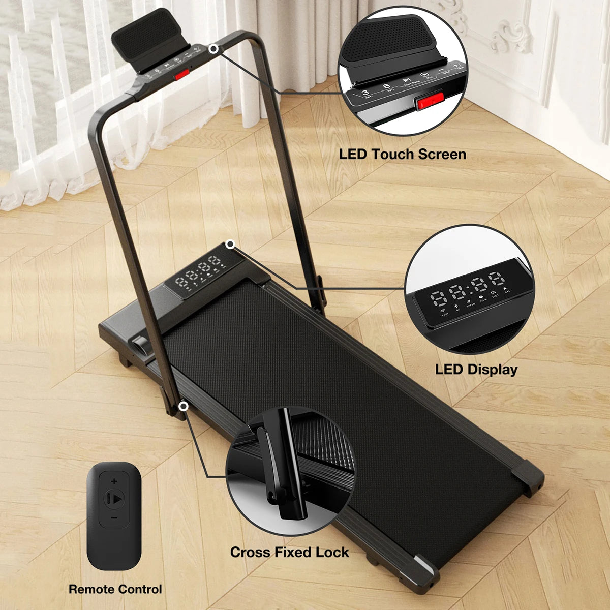 Superun 3in1 Treadmill Walking Pad With LED Screen Remote Control