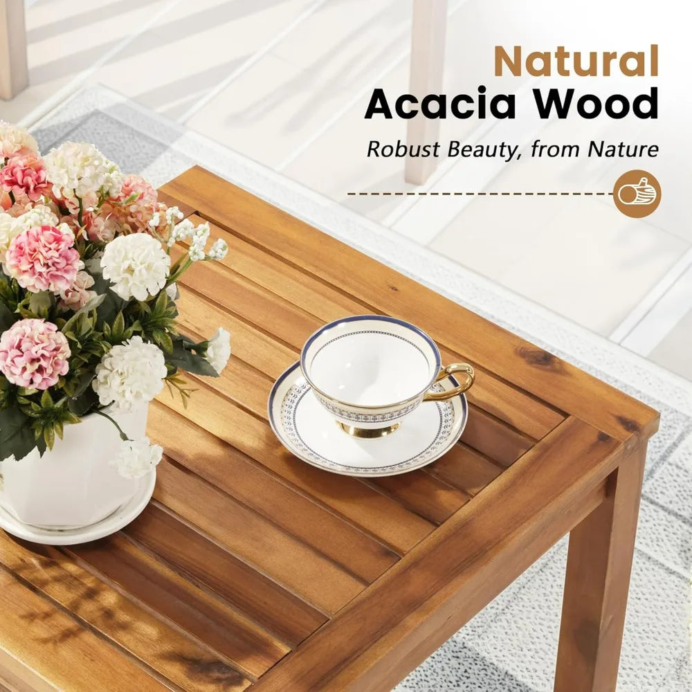 Flamaker 3-Piece Acacia Patio Set With Coffee Table And Cushions