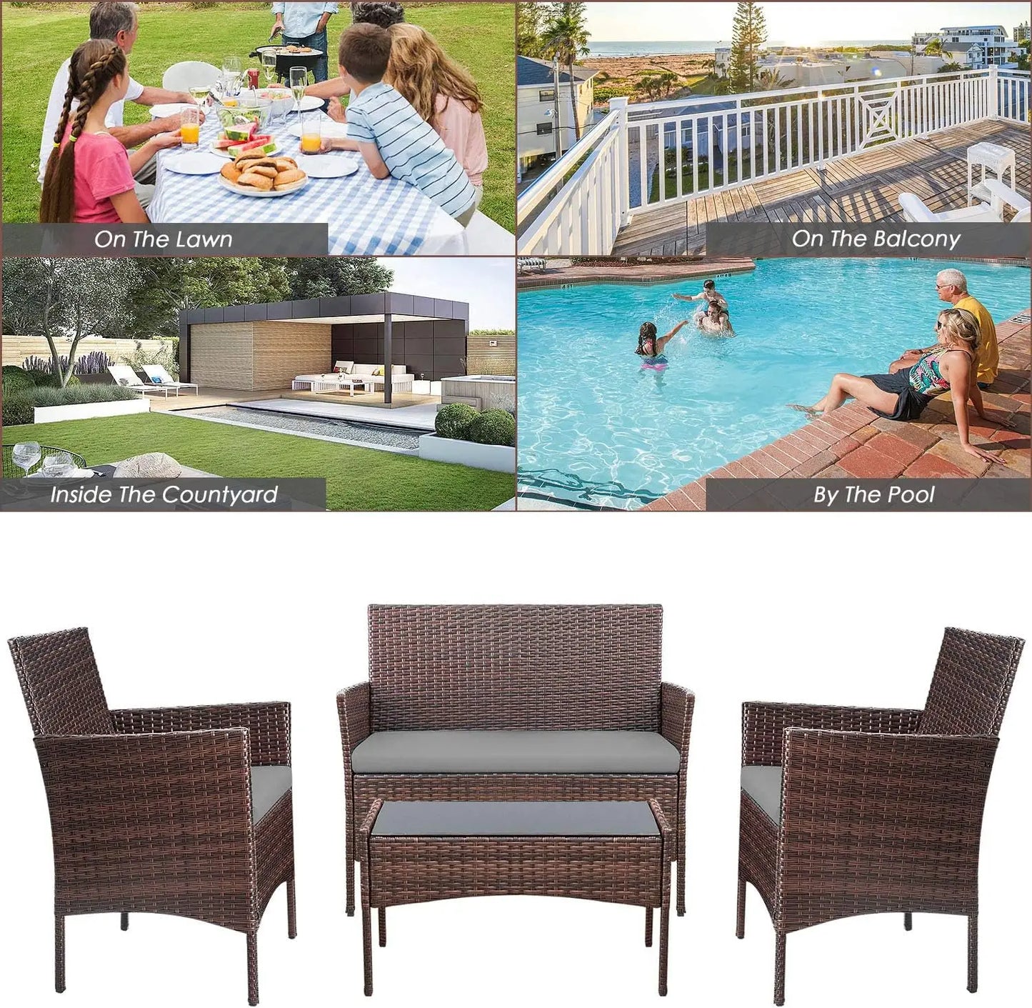 Rattan Wicker Outdoor Patio Furniture Set For Garden Use
