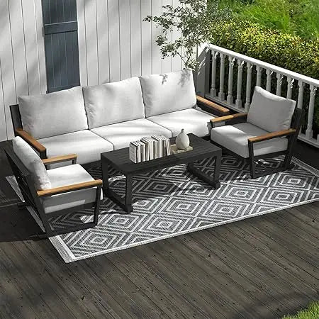 Aluminum Outdoor Patio Furniture Set With Coffee Table 5 Seats