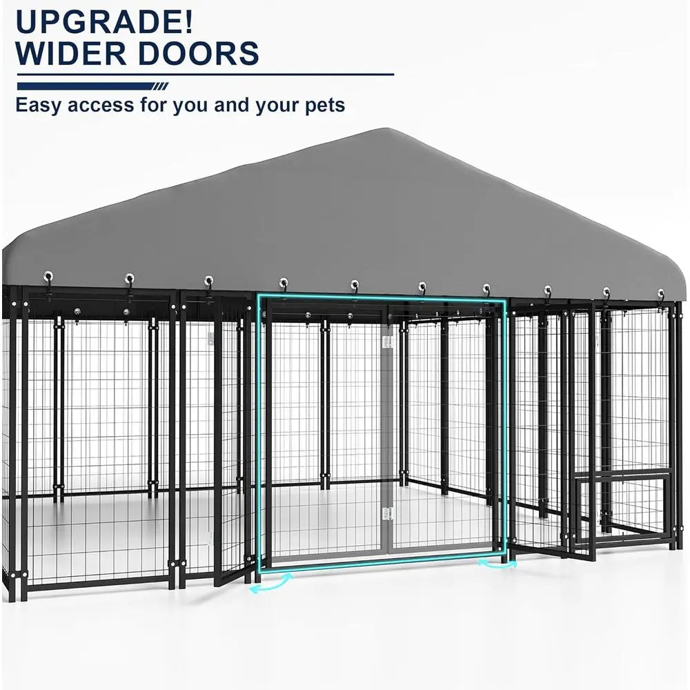 XMSJ Heavy Duty Outdoor Dog Kennel With Roof And Galvanized Steel