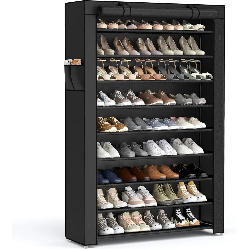 Dustproof Cover Shoe Rack Free Standing Organizer Holds 40-50 Pairs