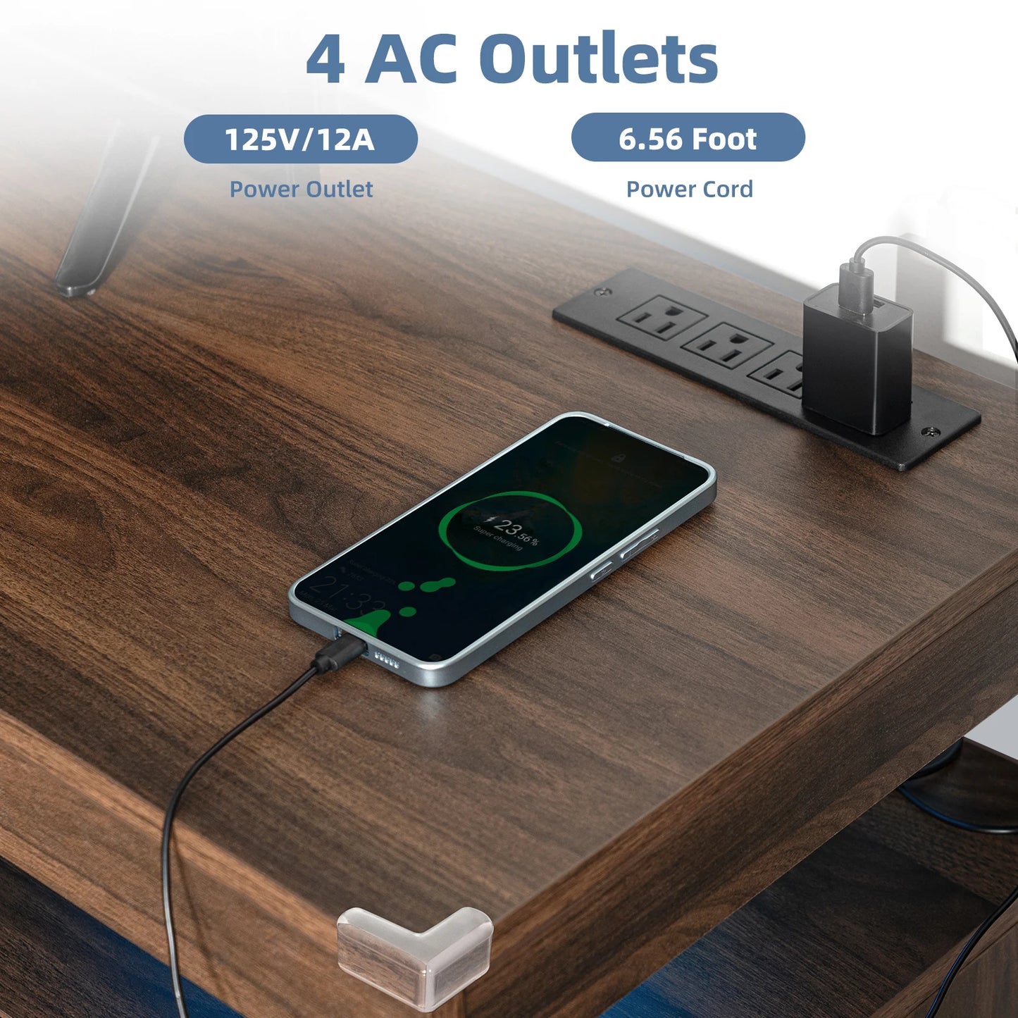 LED TV Stand Entertainment Center With Storage And Outlets