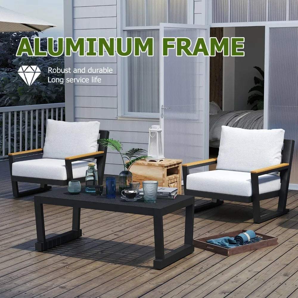 Aluminum Outdoor Patio Furniture Set With Coffee Table 5 Seats