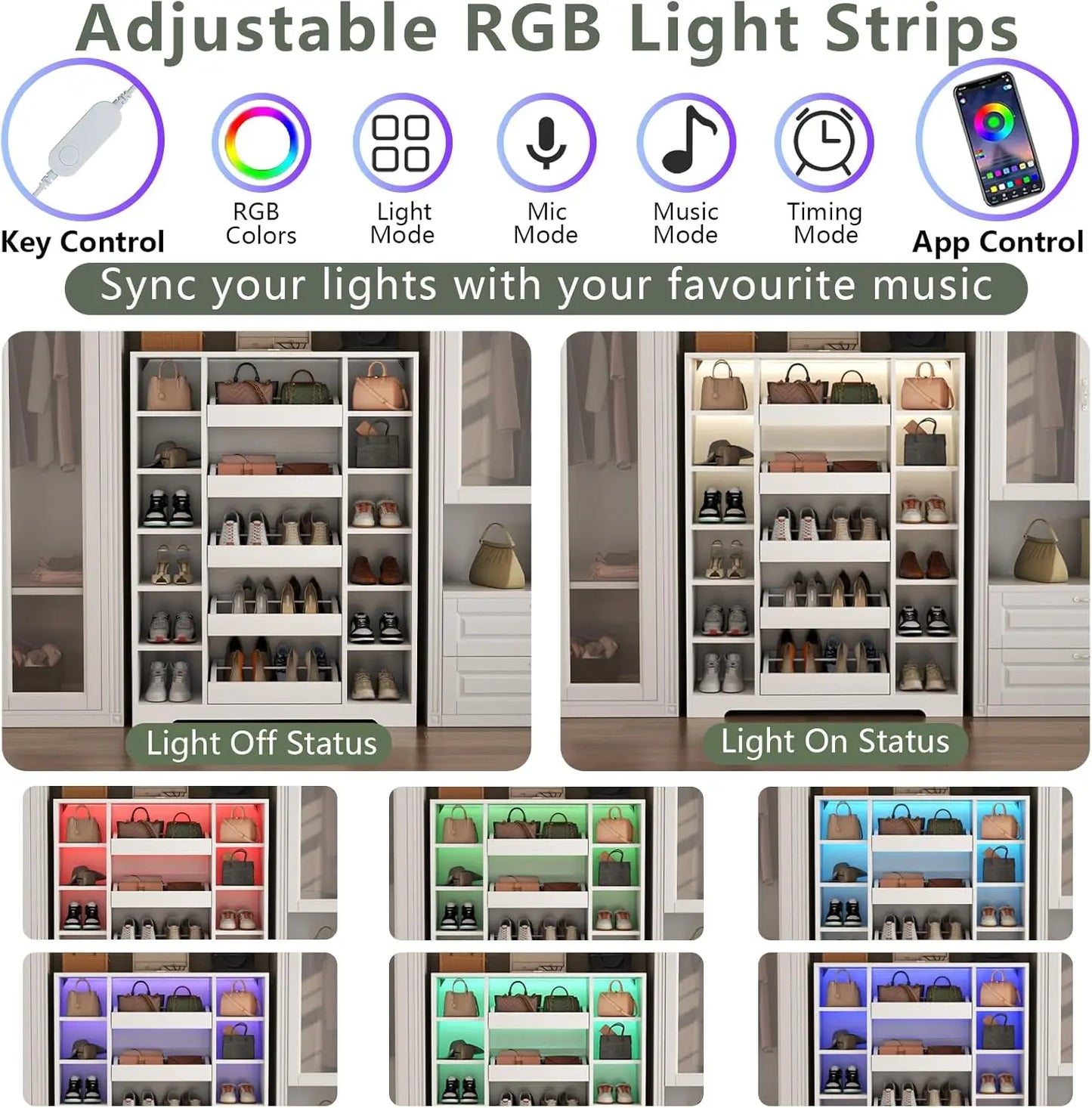 Shoe Storage Cabinet With 5 Drawers And 12 Shelves Freestanding