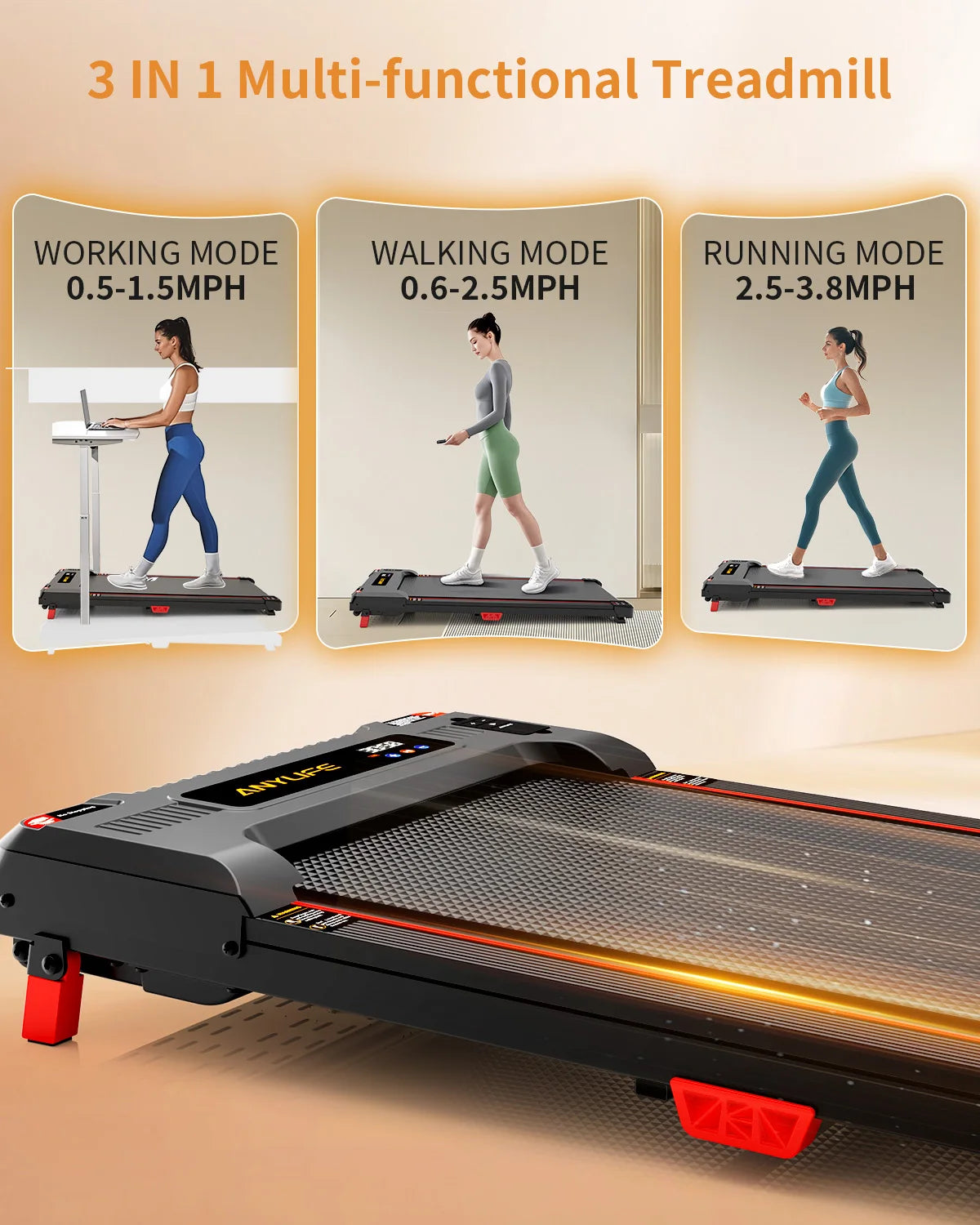 NONEDriving Under Desk Treadmill With Incline Walking Pad 2.5HP