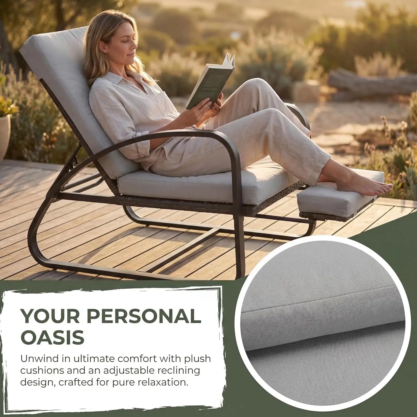 Five Position Adjustable Chaise Lounge Set With Table Outdoor Patio
