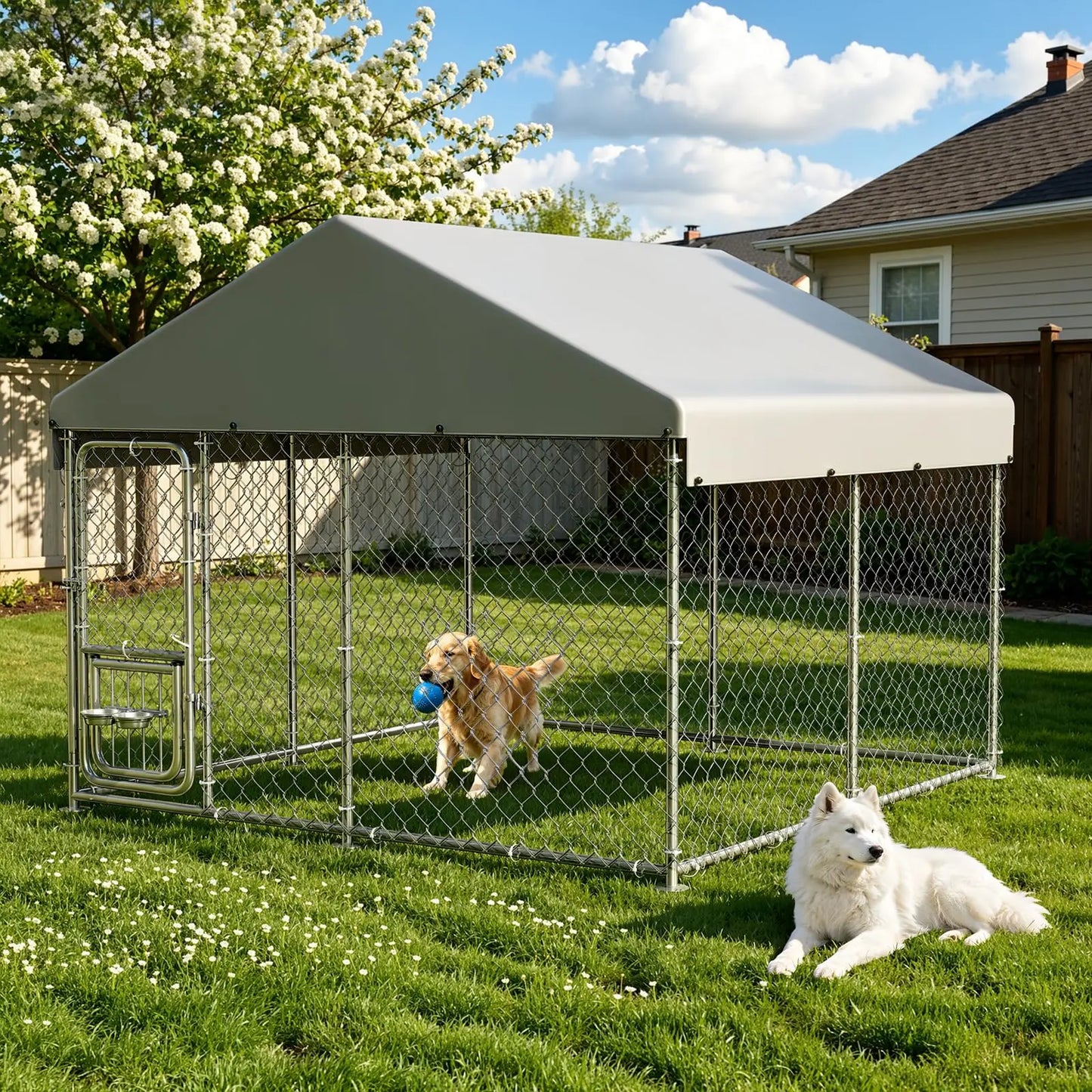 DishyKooker Heavy Duty Outdoor Dog Kennel With Roof Cover