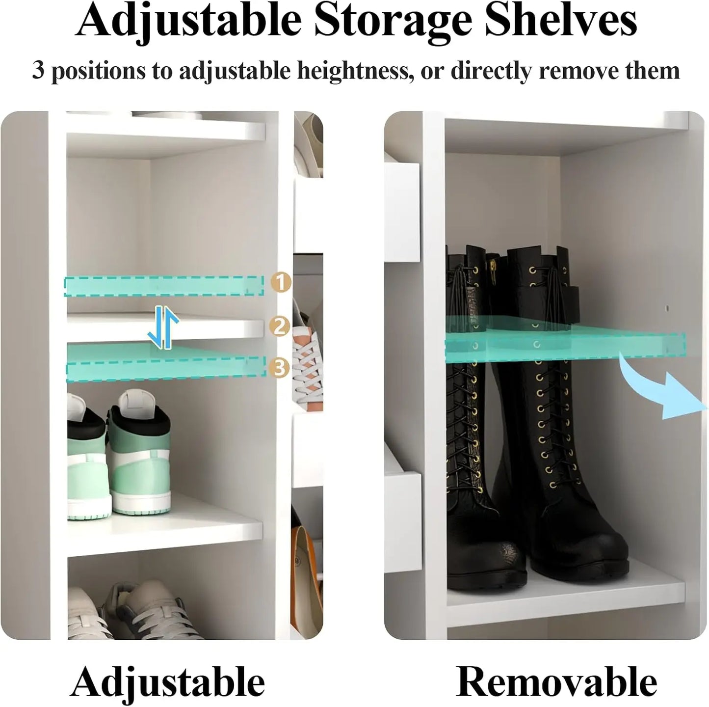 Shoe Storage Cabinet With 5 Drawers And 12 Shelves Freestanding