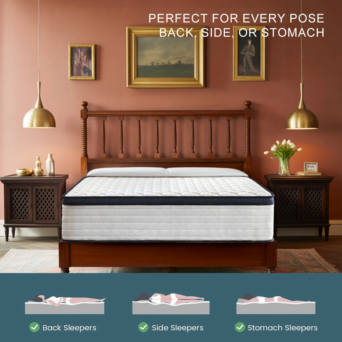 Amztree Hybrid Mattress Memory Foam Gel For Pressure Relief Cooling