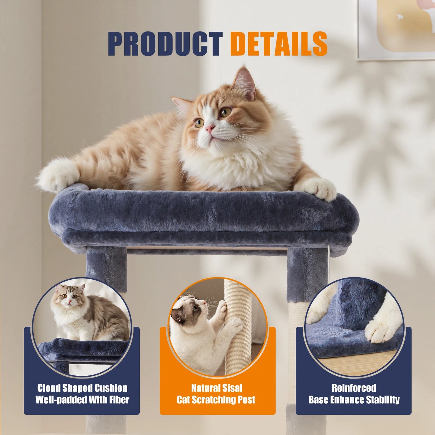 JHK Cat Tree Tower For Indoor Cats Multi Level Scratching Posts