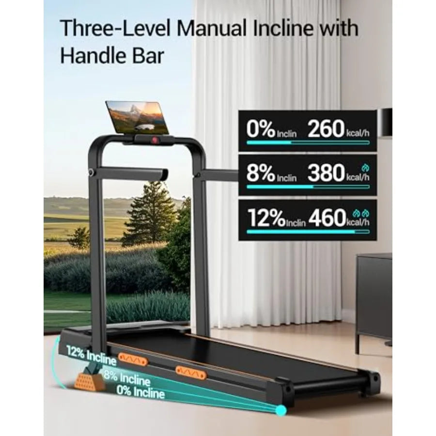 XMSJ 3-In-1 Quiet Portable Folding Walking Pad Treadmill With Handles