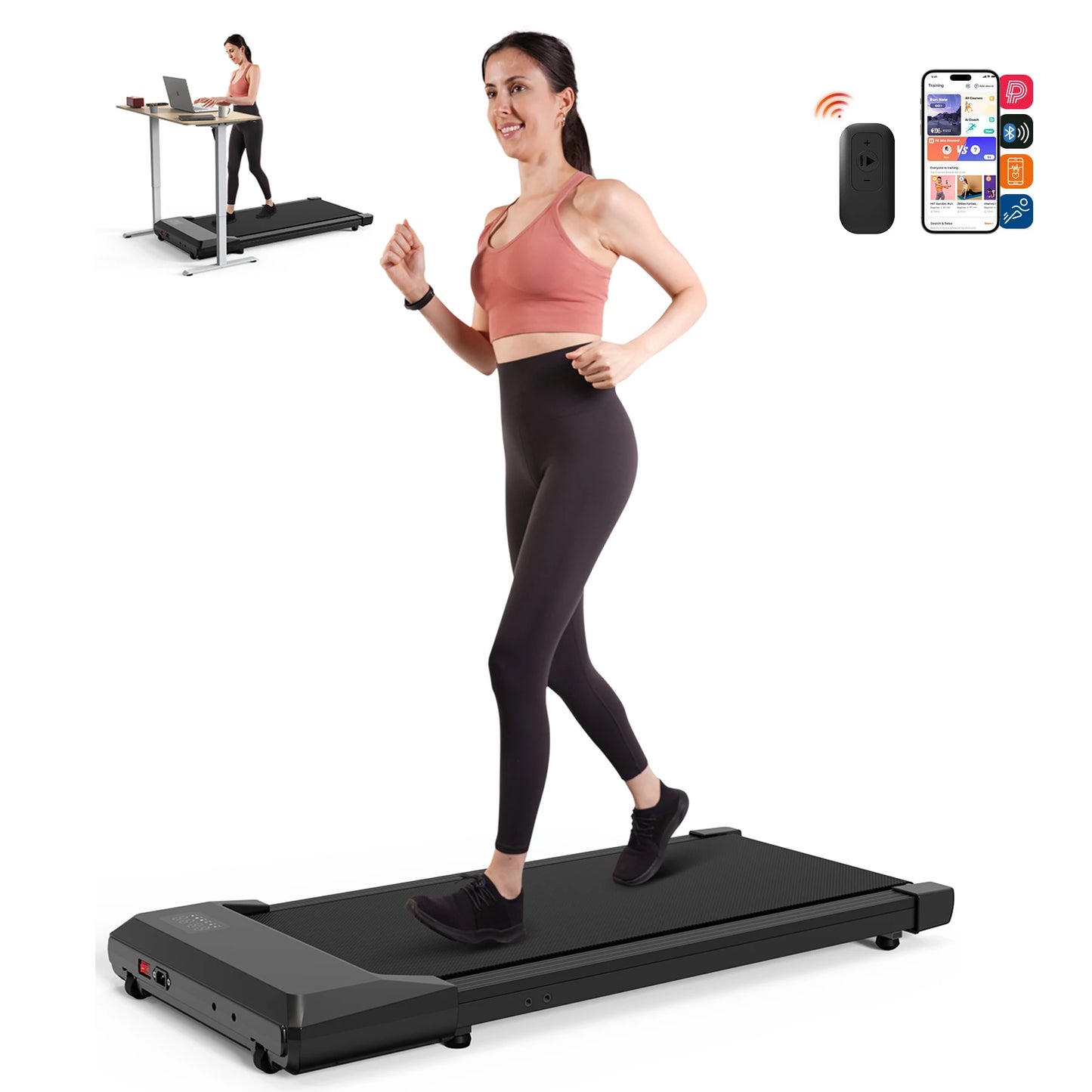 Superun 2-In-1 Run Walking Pad Under Desk Treadmill