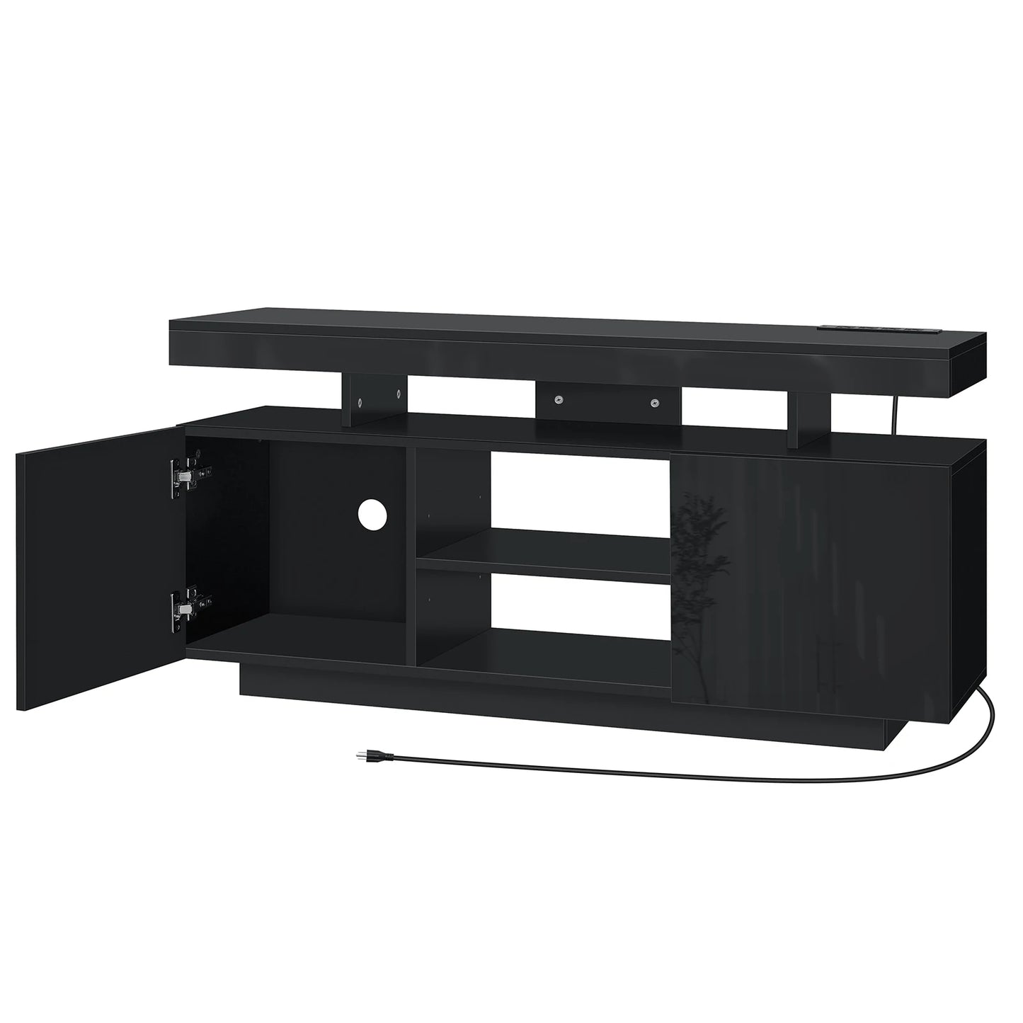 LED TV Stand Entertainment Center With Storage And Outlets