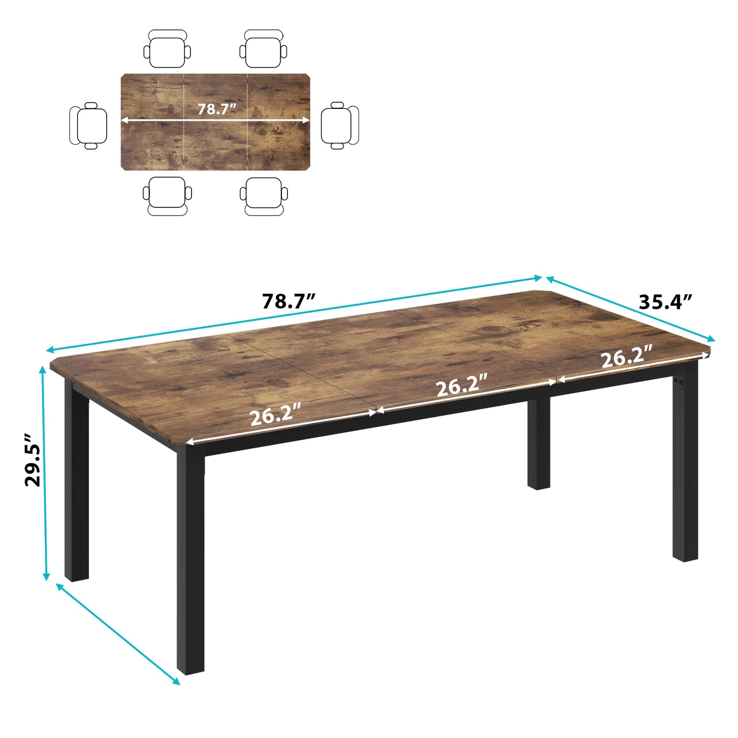 Studyset Modern Morocco Rectangular Dining Table With Cut Corners