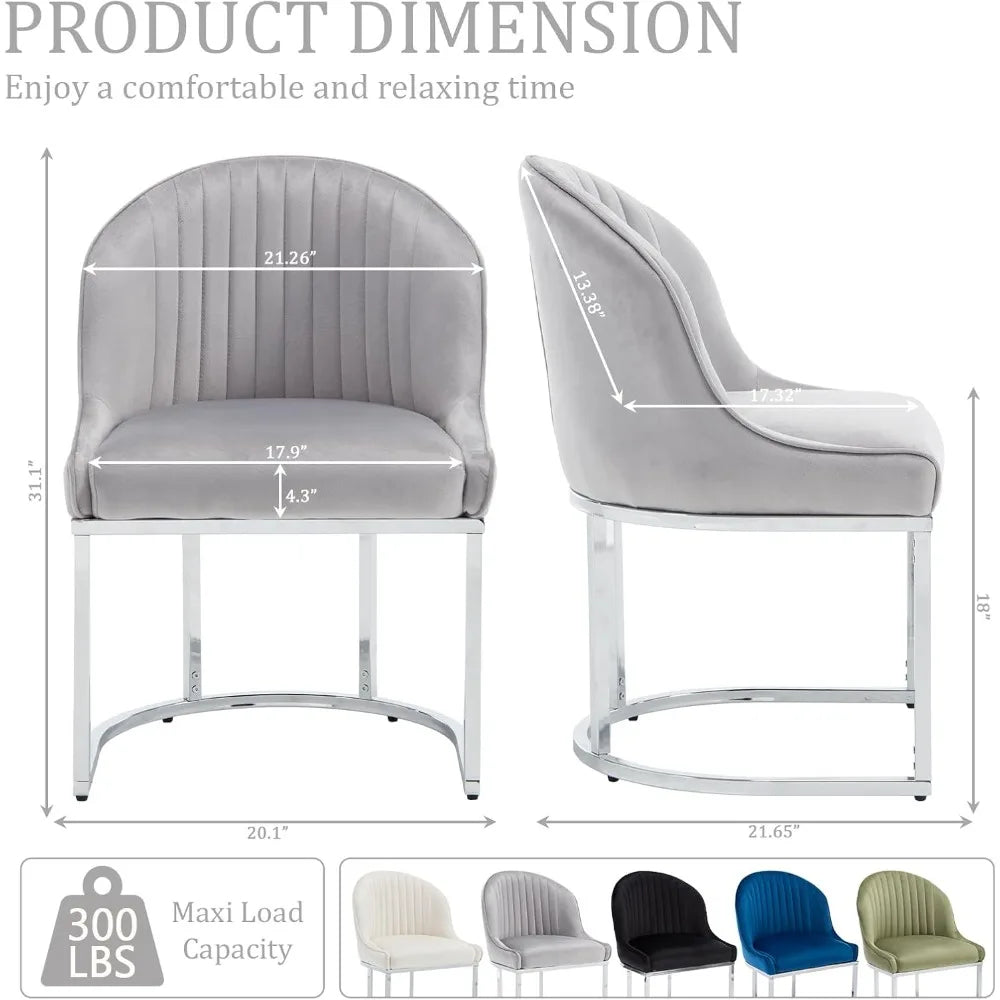 Modern Upholstered Dining Chairs Set Of 4 With Metal Legs
