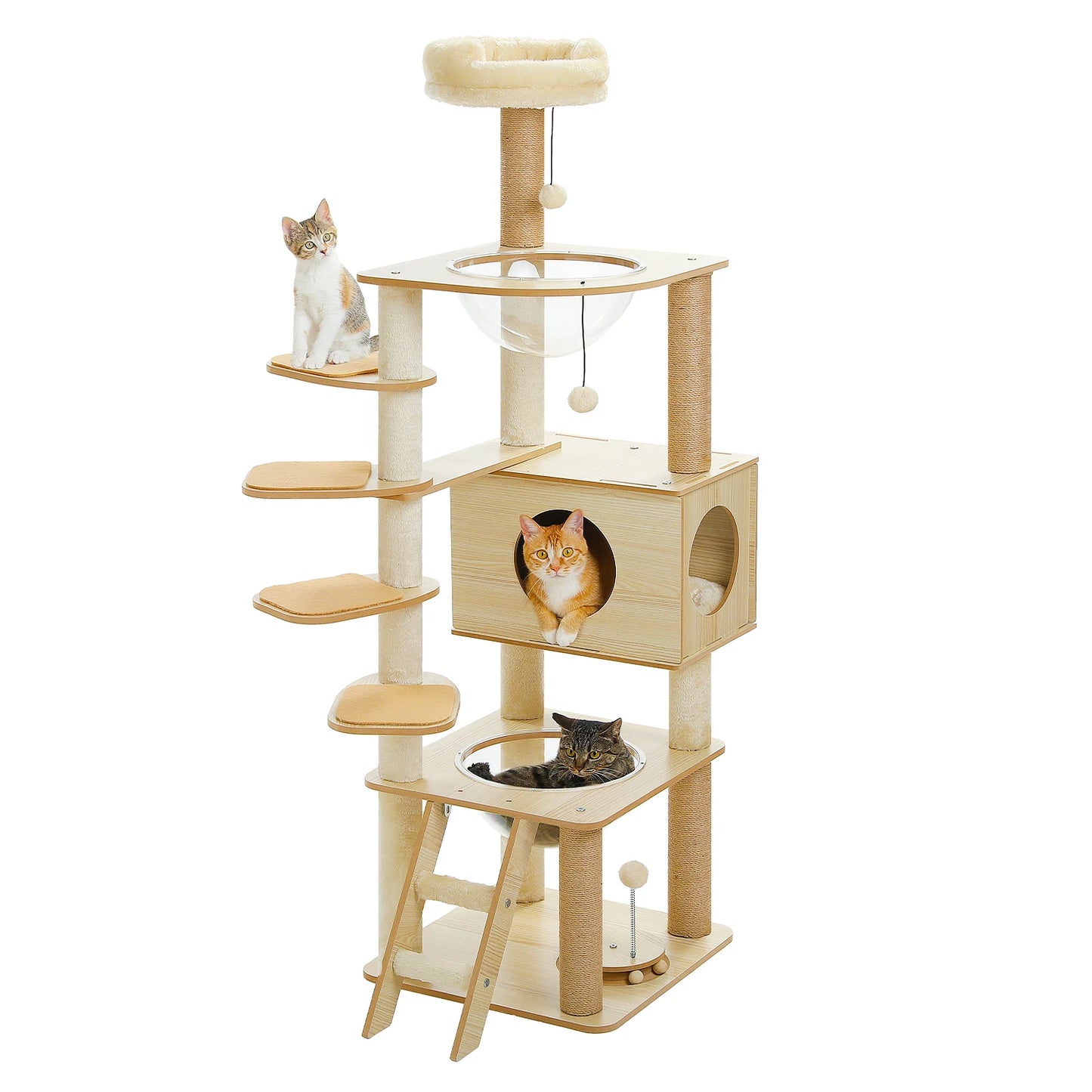 PAWZ Ro Multi Level Cat Tree Indoor Wood Tower With Scratching Posts