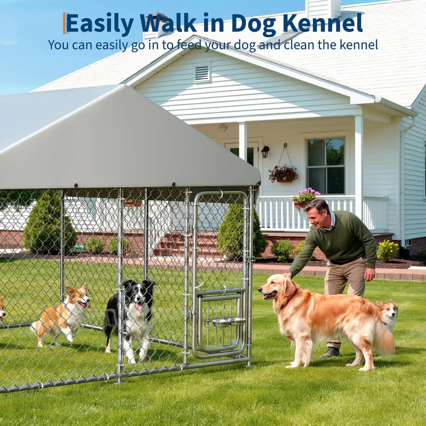 DishyKooker Heavy Duty Outdoor Dog Kennel With Roof Cover