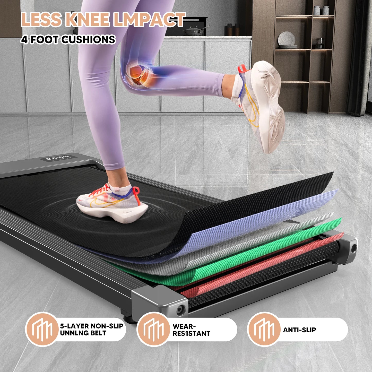 Superun 2-In-1 Run Walking Pad Under Desk Treadmill