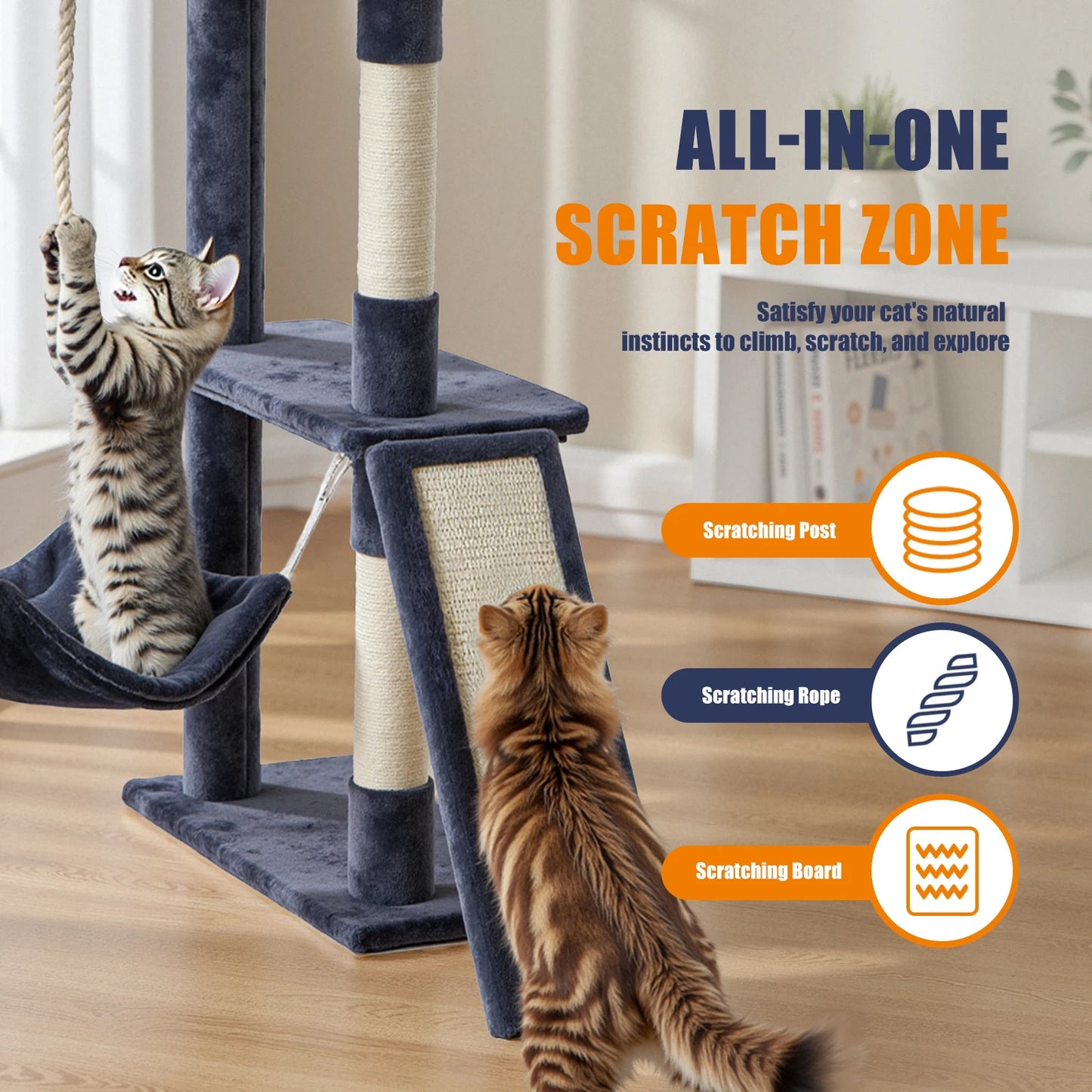 JHK Cat Tree Tower For Indoor Cats Multi Level Scratching Posts