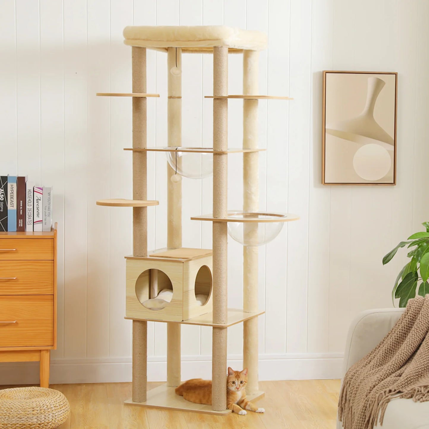PAWZ Ro Multi Level Cat Tree Indoor Wood Tower With Scratching Posts