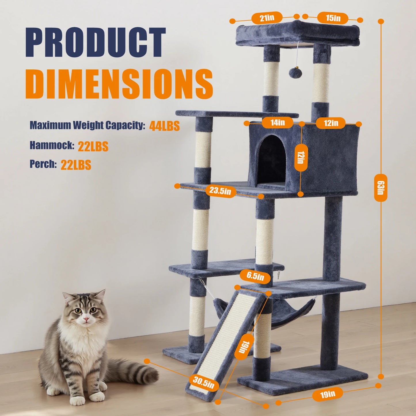 JHK Cat Tree Tower For Indoor Cats Multi Level Scratching Posts