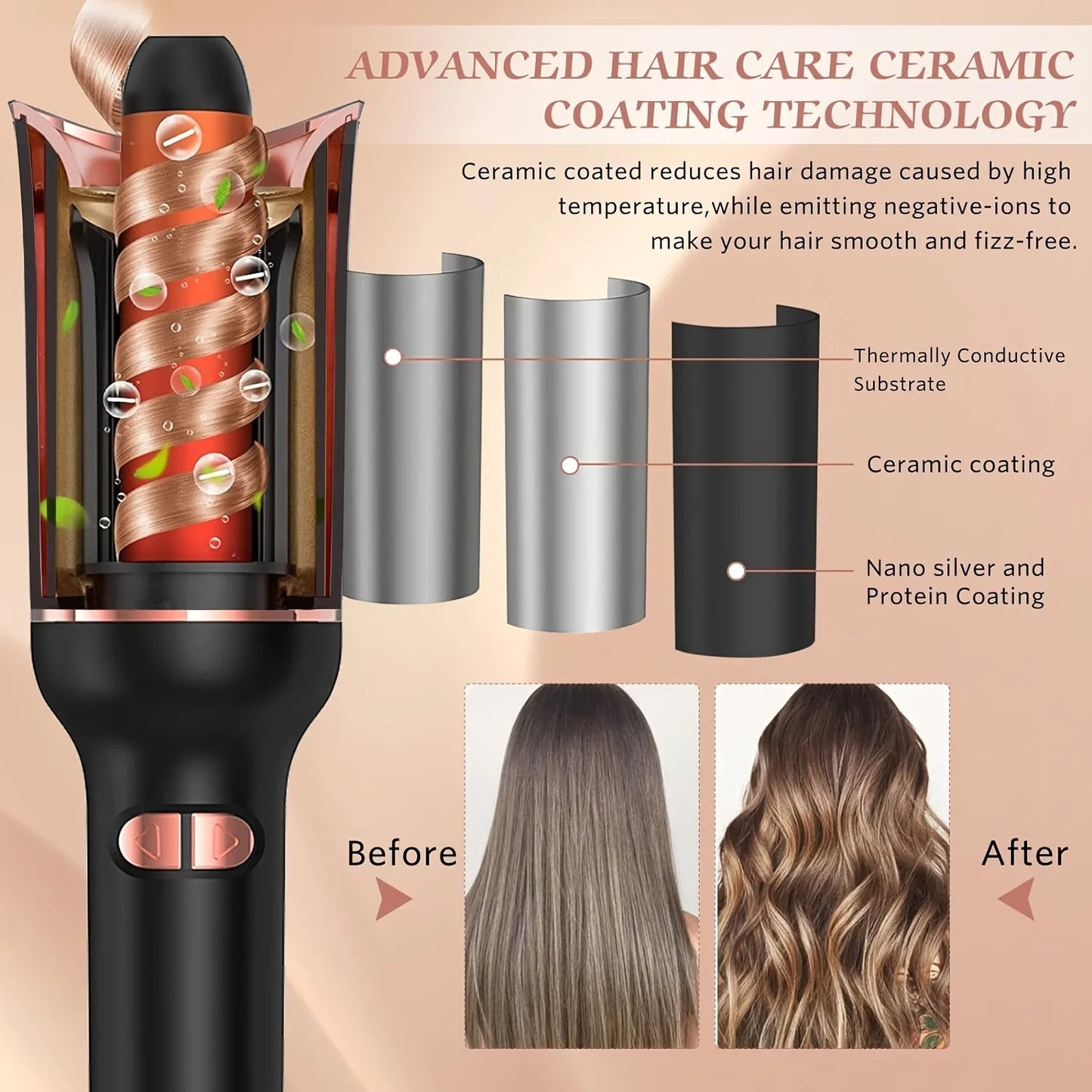 UKLISS Automatic Hair Curler Ceramic Rotating Styler