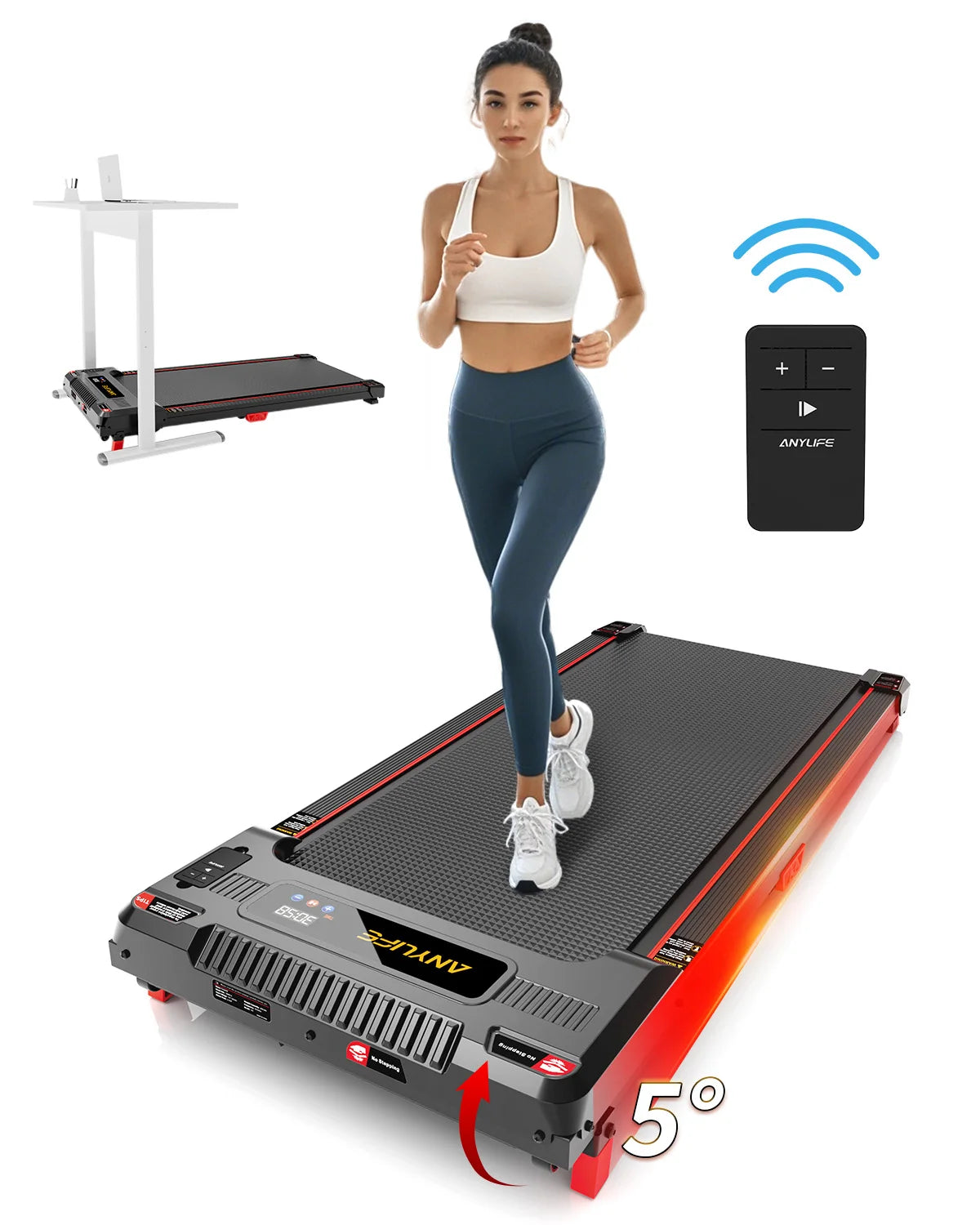 NONEDriving Under Desk Treadmill With Incline Walking Pad 2.5HP