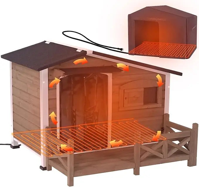 Outdoor Dog Kennel With Safe Heated Pad And Chew-Proof Frame