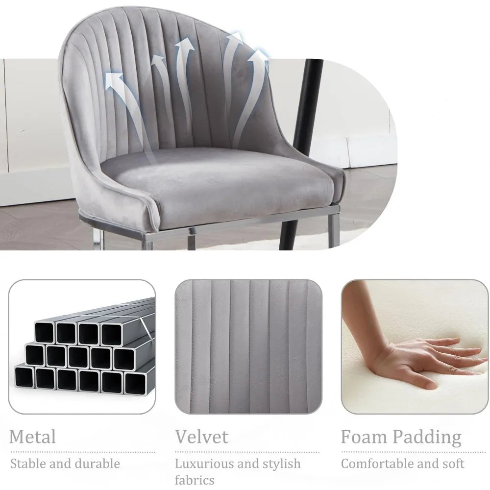 Modern Upholstered Dining Chairs Set Of 4 With Metal Legs