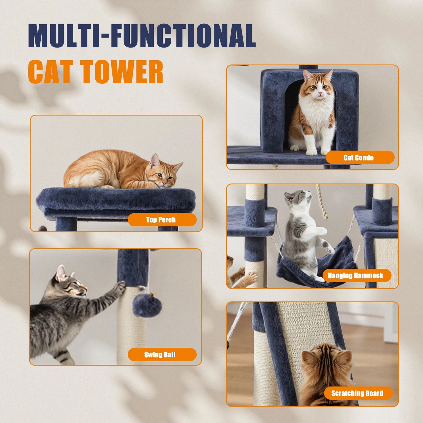 JHK Cat Tree Tower For Indoor Cats Multi Level Scratching Posts