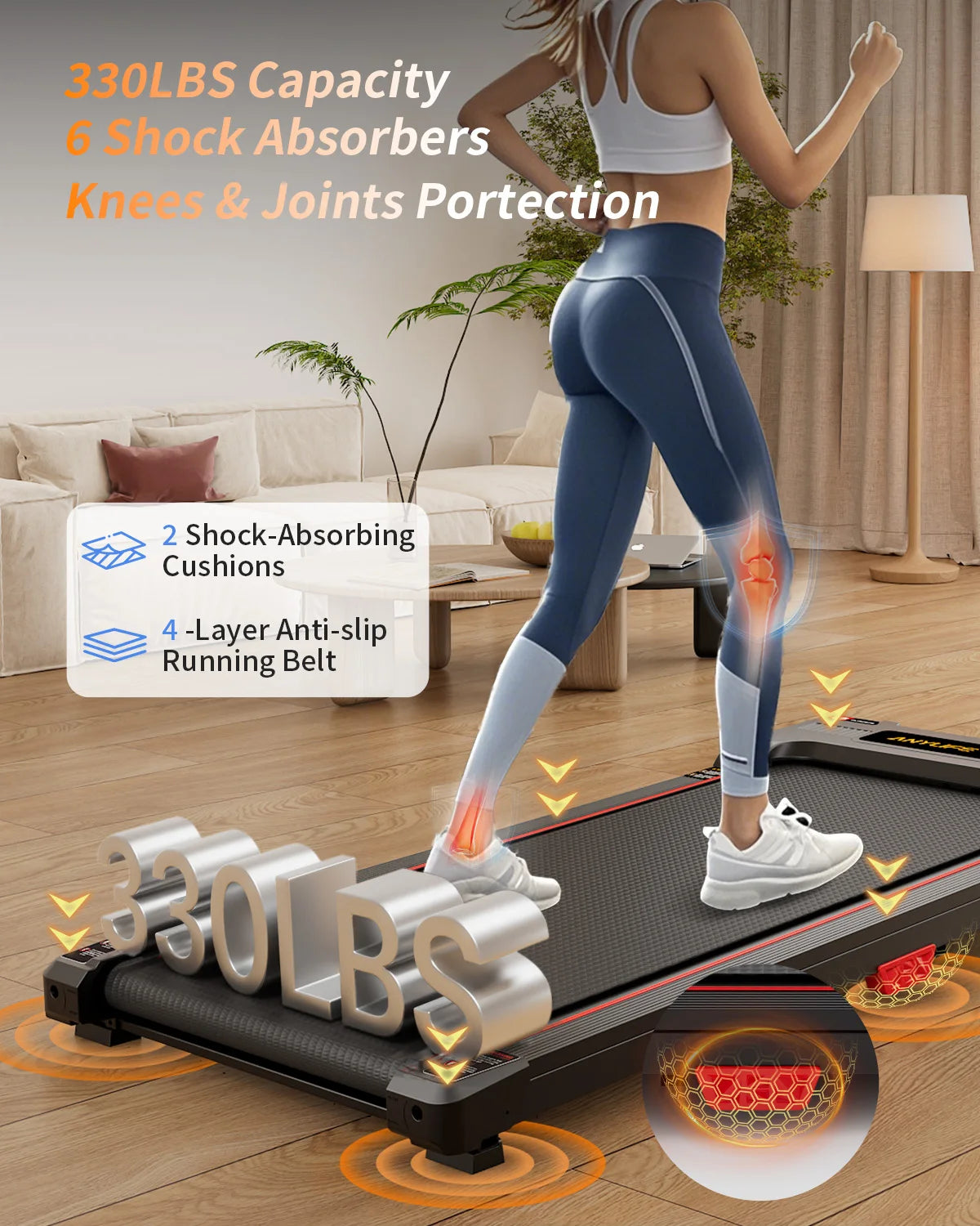 NONEDriving Under Desk Treadmill With Incline Walking Pad 2.5HP